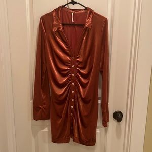 Free People Rust Long Sleeve Dress